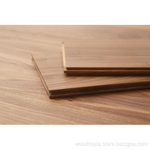 Lantai kayu pepejal tiga lapisan warna walnut hitam